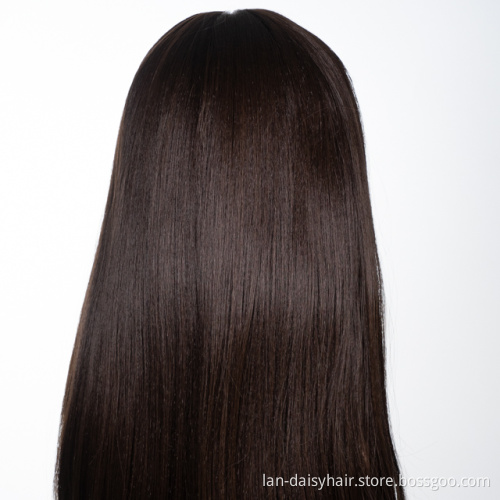 2021 Wholesale Price Long Silky Straight Natural Black Middle Part Lace Frontal Synthetic  Wigs For Black women